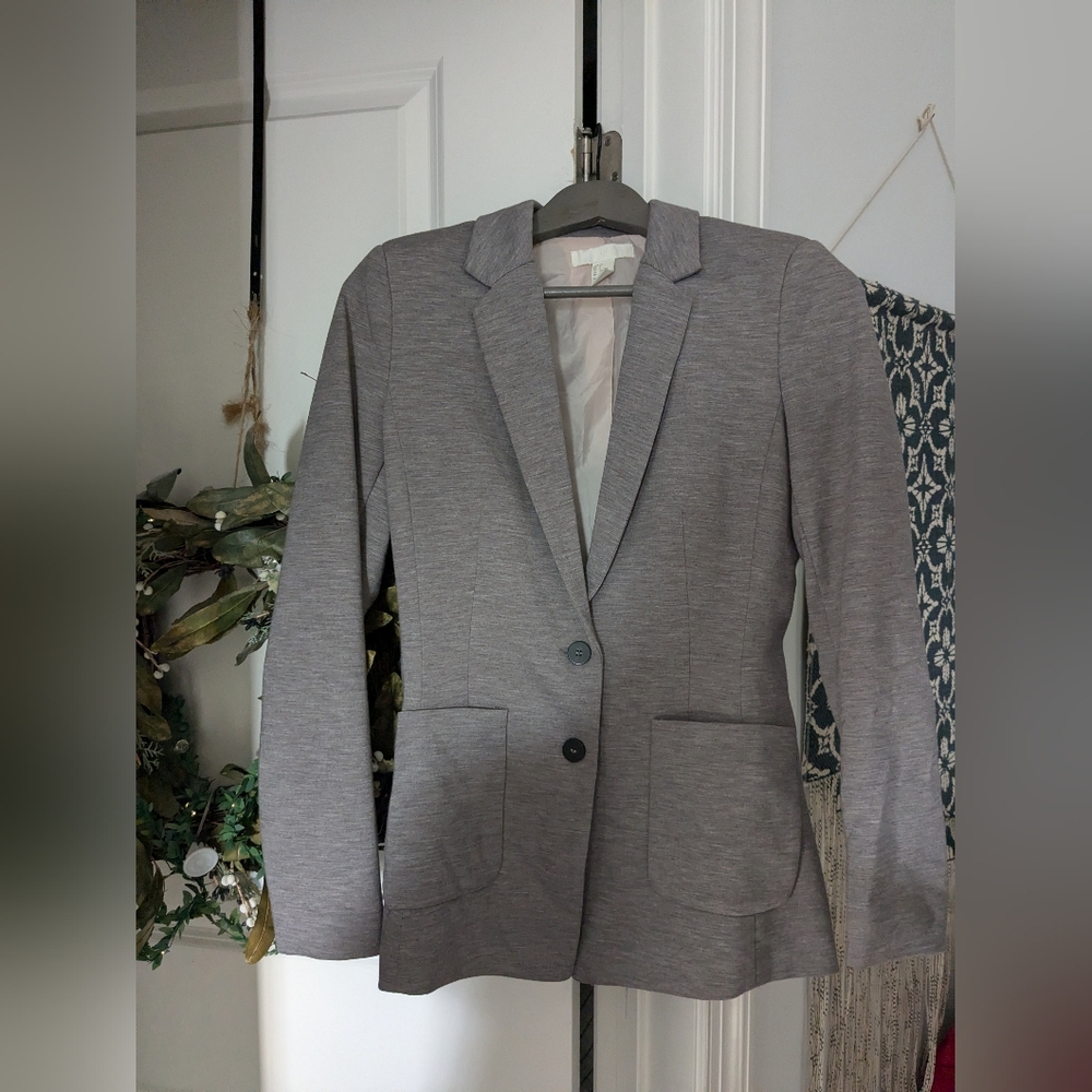 H&M - Knit Two-button Blazer - Size 6 - gray